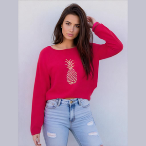 Tommy Bahama Pink Pineapple Sweater Wool Cashmere Blend Medium